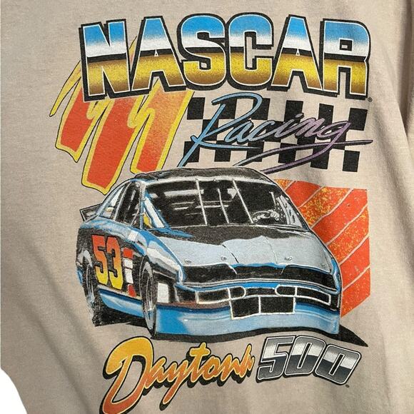 NASCAR Racing Tee Stone Washed‎ Sand Short Sleeve Crew Neck Unisex Large - Picture 5 of 7